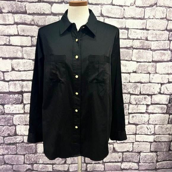 MICHAEL Michael Kors Tops - Michael Kors NWT Black Button Down Long Sleeve Blouse Size 14